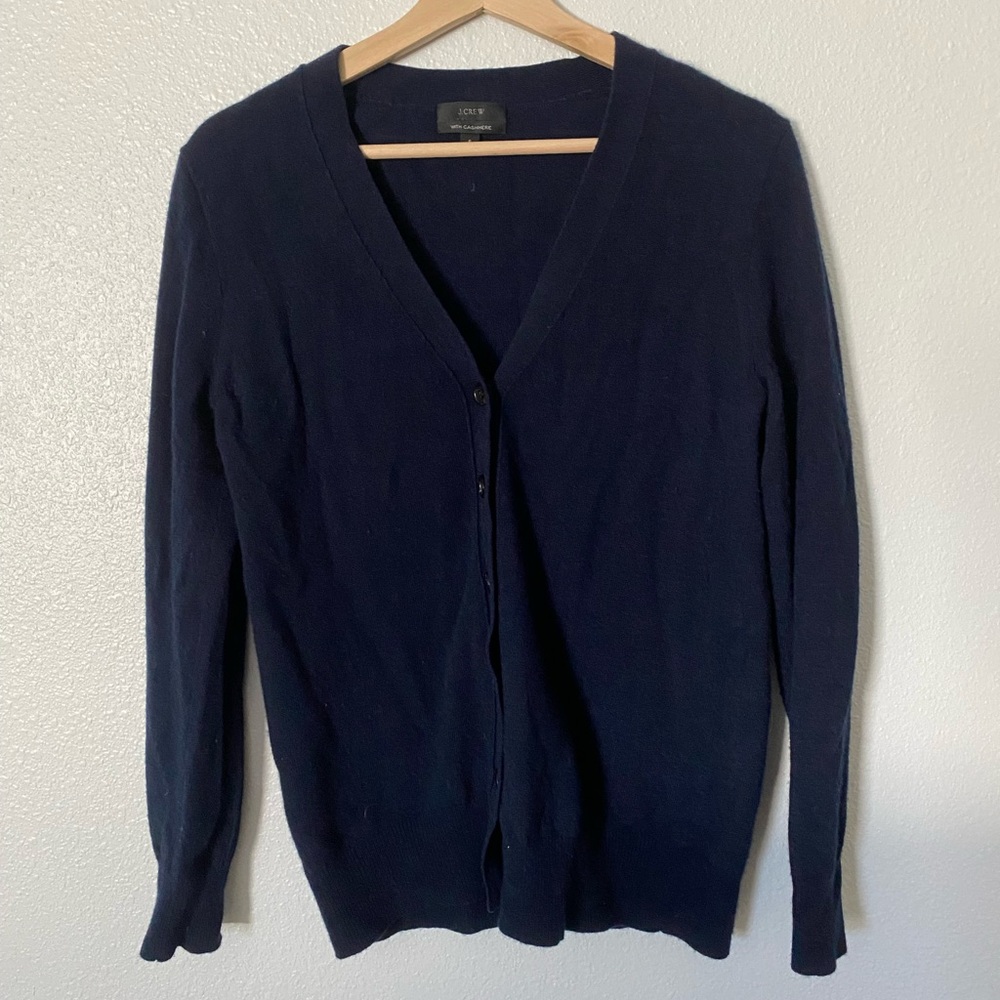 J. Crew Cashmere Navy Cardigan